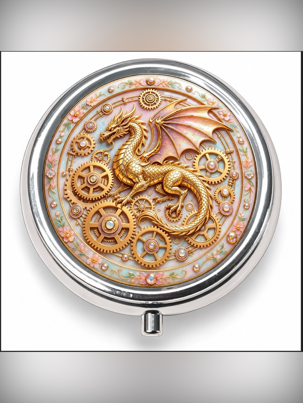 Dragon Steampunk Inspired Pill Organizer 3-Compartment New